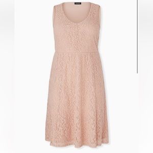 Pale Pink Lace Midi Dress